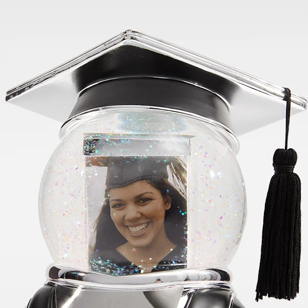 Engraved Graduation Cap Photo Snow Globe