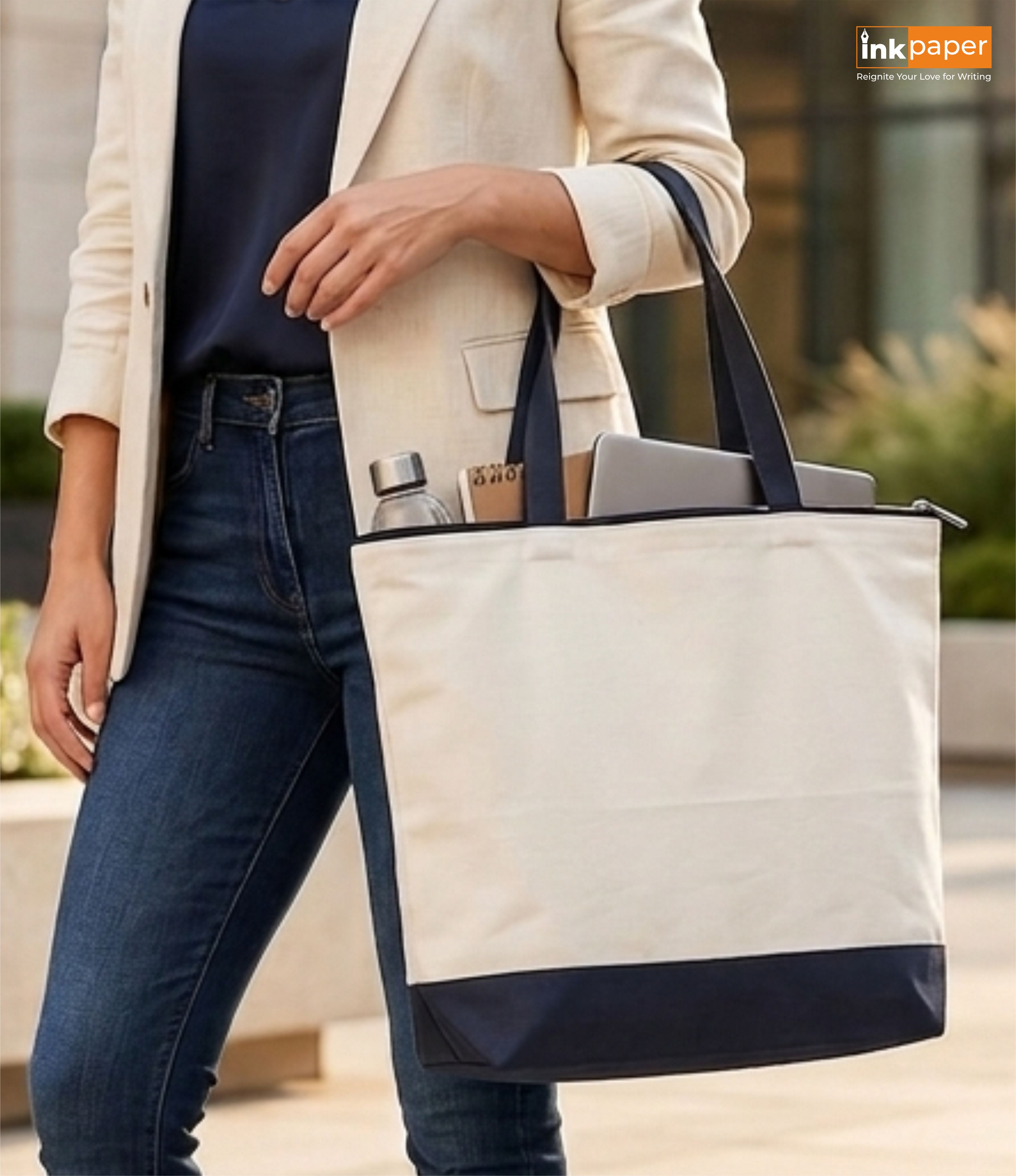 White & Blue Tote Bag