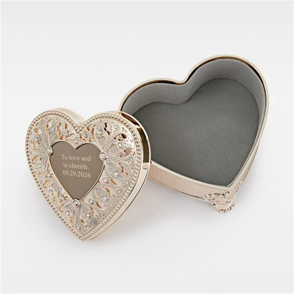 Engraved Gold Heart Anastasia Clover Jewelry Box