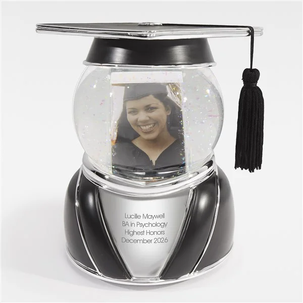Engraved Graduation Cap Photo Snow Globe