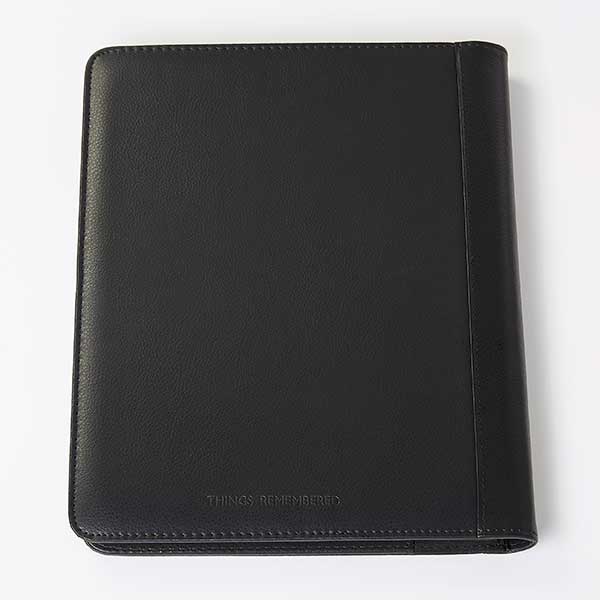Engraved Black Vegan Leather Padfolio and Pen Set